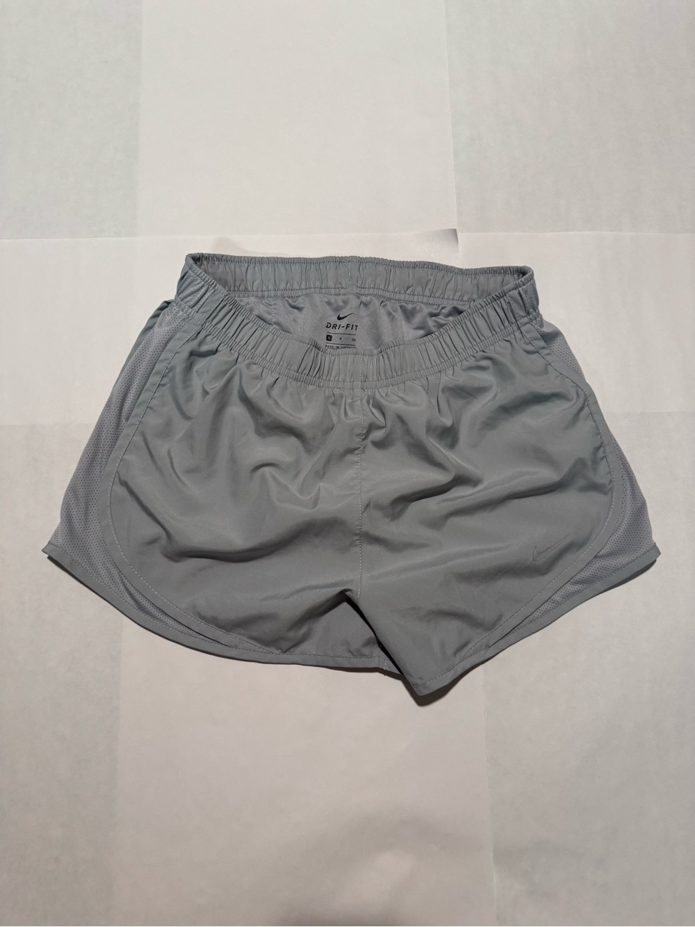 Nike Women's Light Gray/Blue Dri-FIT Athletic Shorts